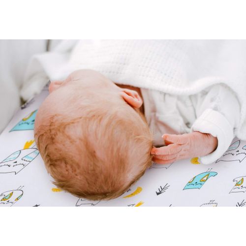  Stretchy-Pack-n-Play-Playard-Sheets-Brolex 2 Pack Portable Mini Crib Sheets,Convertible Playard Mattress Cover for Baby Boys Gilrs,Ultra Soft Jersey Knit,Arrow & Owl