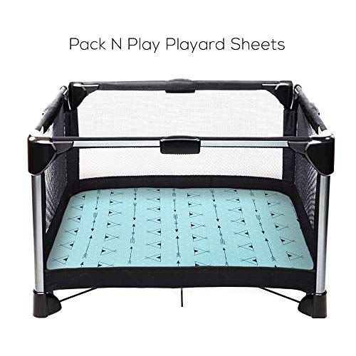  Stretchy-Pack-n-Play-Playard-Sheets-Brolex 2 Pack Portable Mini Crib Sheets,Convertible Playard Mattress Cover for Baby Boys Gilrs,Ultra Soft Jersey Knit,Arrow & Owl