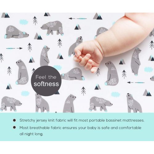  Stretchy-Changing-Pad-Covers-BROLEX Carddle Sheet Set for Baby Boys Girls,2 Pack Jersey Knit,Owl & Bear