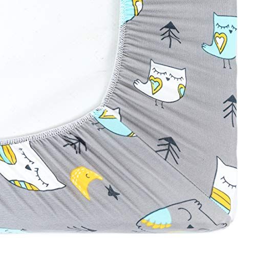  Stretchy-Changing-Pad-Covers-BROLEX Carddle Sheet Set for Baby Boys Girls,2 Pack Jersey Knit,Owl & Bear