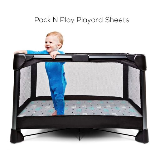  Pack n Play Stretchy Fitted Pack n Play Playard Sheet Set-Brolex 2 Pack Portable Mini Crib Sheets,Convertible Playard Mattress Cover,Ultra Soft Material，Elephant & Whale