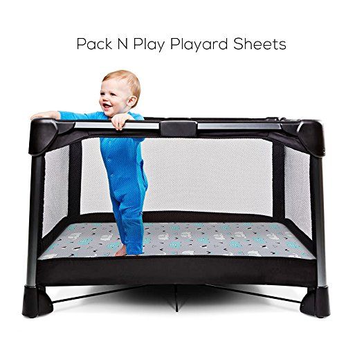  Pack n Play Stretchy Fitted Pack n Play Playard Sheet Set-Brolex 2 Pack Portable Mini Crib Sheets,Convertible Playard Mattress Cover,Ultra Soft Material，Elephant & Whale