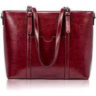 [아마존 핫딜] BROMEN Women Briefcase 15.6 inch Laptop Tote Bag Vintage Leather Handbags Shoulder Work Purses Wine Red