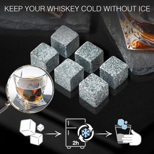  [아마존베스트]BROTEC Whiskey Decanter Set with 2 Low-Ball Crystal Glasses, Chilling Whiskey Stones, 2 Stone Drink Coasters and Wood Storage Gift Box, Cocktail Glass Bourbon Old Fashioned Tumblers, Bar