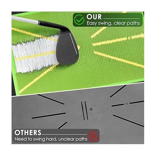  BROTOU Golf Training Mat for Swing Detection, Premium Dual-Turf Golf Hitting Mat, Path Feedback Golf Practice Mat, Golf Impact Mat with Ball Tray for Indoor/Outdoor, Golf Training Aid Equipment