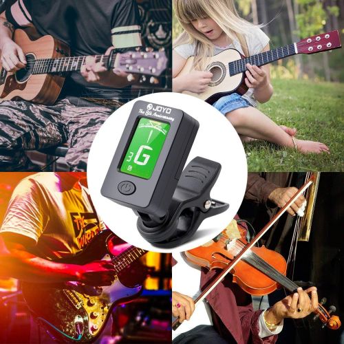 [아마존베스트]BROTOU Guitar Tuner Clip-On Tuner Digital Electronic Tuner Acoustic with LCD Display for Guitar, Bass, Violin, Ukulele (3 PCS Picks Included) (three) (JT-01)