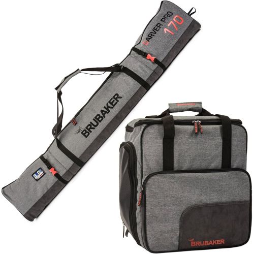  [아마존베스트]BRUBAKER Combo Ski Boot Bag and Ski Bag for 1 Pair of Ski, Poles, Boots, Helmet, Gear and Apparel - Available in (170 cm) 66 7/8 or (190 cm) 74 3/4 - Gray