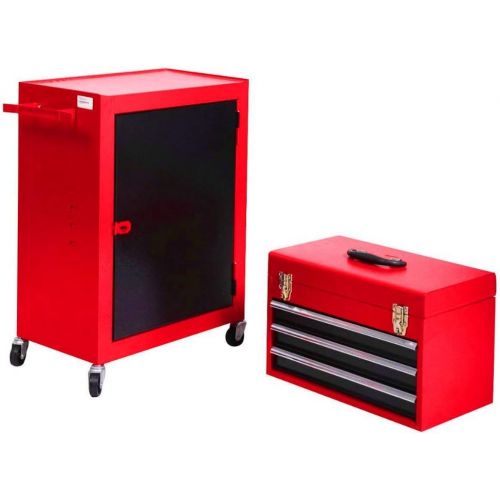  BS Mechanic Tool Chest Portable Storage Cabinet Tool Box Rolling Organizer Workstation Removable Chest with 3 Smooth Glide Drawers Steel Construction Heavy Duty Cart 4 Wheel Casters &