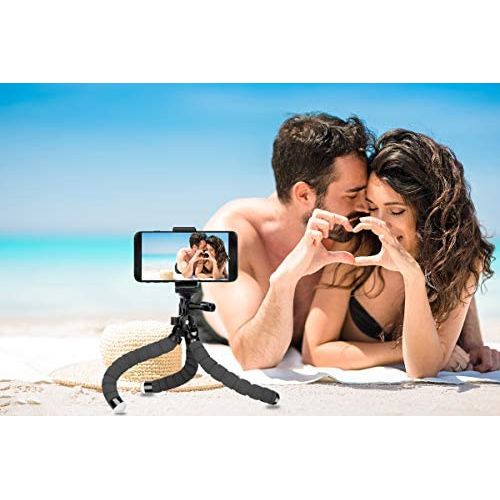  [아마존베스트]BSET BUY Mobile Phone Tripod Flexible iPhone Tripod Mount Camera Tripod Mini Tripod Travel Tripod with Bluetooth Remote Control for iPhone, Android Phones, Cameras and GoPro