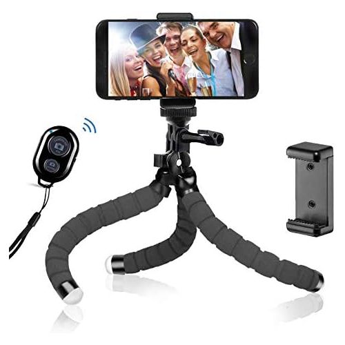  [아마존베스트]BSET BUY Mobile Phone Tripod Flexible iPhone Tripod Mount Camera Tripod Mini Tripod Travel Tripod with Bluetooth Remote Control for iPhone, Android Phones, Cameras and GoPro