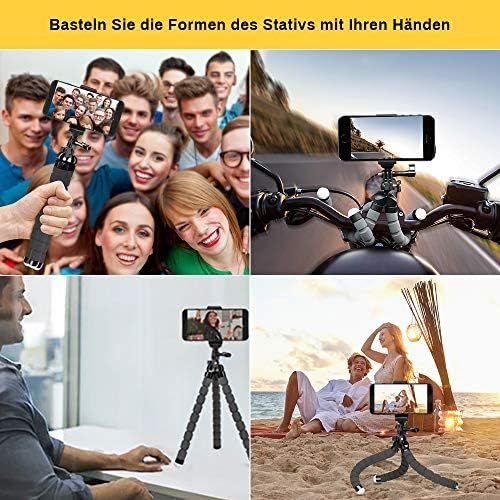  [아마존베스트]BSET BUY Mobile Phone Tripod Flexible iPhone Tripod Mount Camera Tripod Mini Tripod Travel Tripod with Bluetooth Remote Control for iPhone, Android Phones, Cameras and GoPro