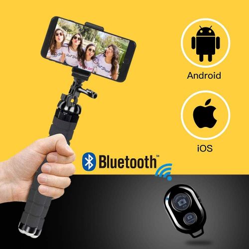  [아마존베스트]BSET BUY Mobile Phone Tripod Flexible iPhone Tripod Mount Camera Tripod Mini Tripod Travel Tripod with Bluetooth Remote Control for iPhone, Android Phones, Cameras and GoPro