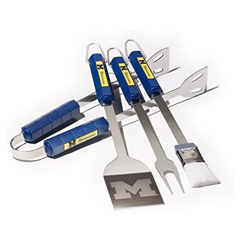  BSI NCAA Michigan Wolverines BBQ Set (4-Piece), Silver