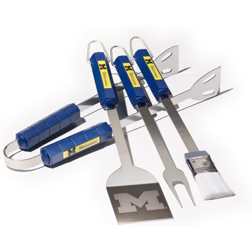  BSI NCAA Michigan Wolverines BBQ Set (4-Piece), Silver