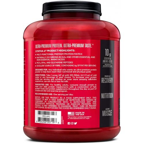  BSN SYNTHA-6 Whey Protein Powder, Micellar Casein, Milk Protein Isolate Powder, Vanilla Ice Cream, 48 Servings (Package May Vary)