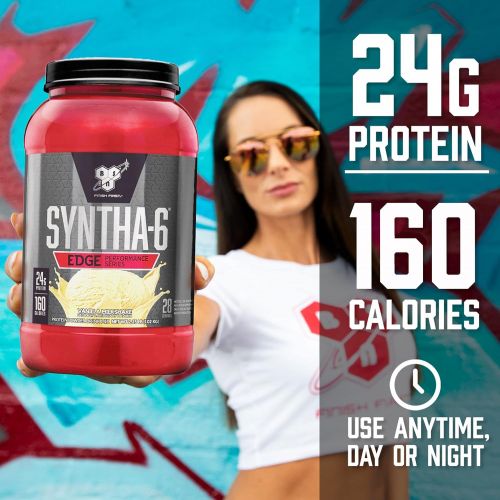  [무료배송]BSN SYNTHA-6 Edge Protein Powder, with Hydrolyzed Whey, Micellar Casein, Milk Protein Isolate, Low Sugar, 24g Protein, Strawberry Milkshake, 28 Servings