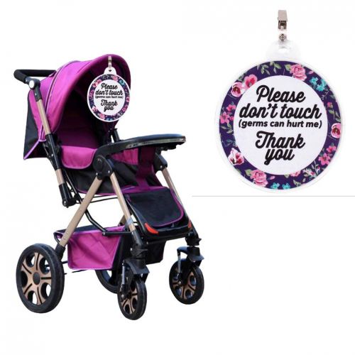  BSWFYL Flower Tag - Please Dont Touch Germ Can Hurt Me,Thank You(Baby Safety Sign, Newborn, Baby Car Seat Tag, Baby Shower, Stroller Tag, Baby Preemie No Touching Car Seat Sign)