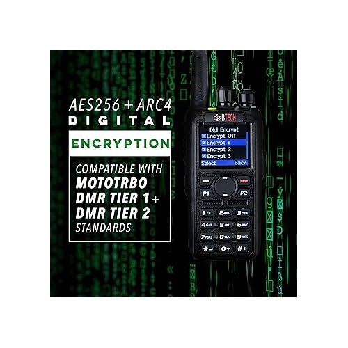  BTECH DMR-6X2 PRO DMR & Analog Dual Band Two-Way Radio - 7W VHF/UHF (136-174MHz & 400-480MHz) Bluetooth, AES256 & ARC4 Encryption, GPS, Talker Alias, APRS, Roaming, Voice Recording, with Accessory Kit