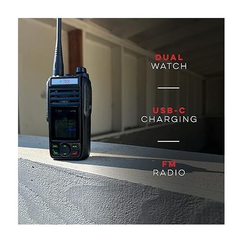  BTECH GMRS-PRO IP67 Submersible Radio with Texting & Location Sharing, GPS, Bluetooth Audio, Compass, NOAA Weather Alerts, Dual Band (VHF/UHF) Scanner, Long Range Two-Way GMRS Walkie Talkie