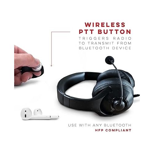  BTECH BS-PTT Wireless PTT (Push-to-Talk) Device - Compatible with GMRS-PRO Radios and HFP Bluetooth Headsets for Effortless Wireless Communication