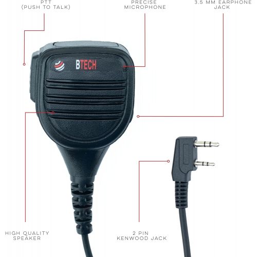  [아마존베스트]BTECH QHM22 Platinum Series IP54 Rainproof Shoulder Speaker Mic for BaoFeng, BTECH, Kenwood Radios