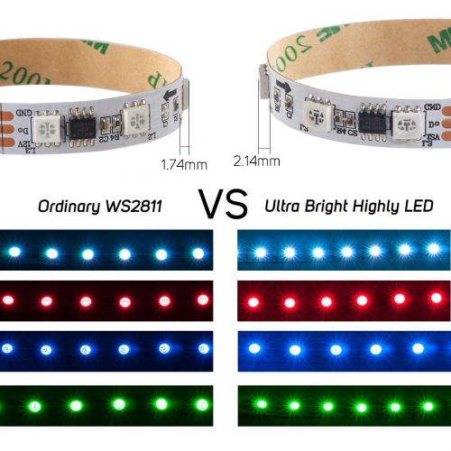  BTF-LIGHTING WS2811 Addressable LED Strip Ultra Bright 5050 SMD RGB 60LED/m 20Pixels/m Multi-Colored Pixels Light Total 300LED 100Pixels 16.4ft 5m DC12V IP67 Waterproof