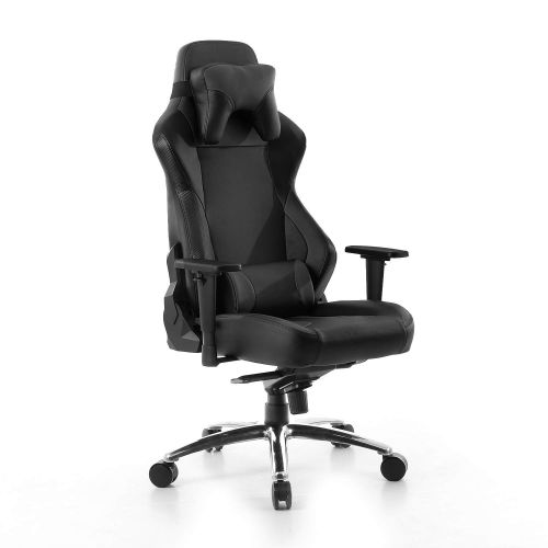  BTI Elite Series Ergonomic Reclining Gaming Chair with Steel Frame, Neck and Lumbar Support, Adjustable Height and Arms, BlackBlack