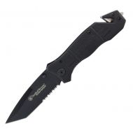 Smith & Wesson by BTI Tools Extreme Ops Liner Lock Folding Knife, Partially Serrated, Drop Point Tanto, Boxed