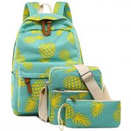 BTOOP Bookbag School Backpack Girls Cute Schoolbag for 15 inch Laptop backpack set (Water blue A002 yellow pineapple)