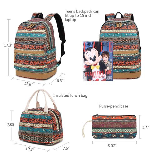  BTOOP School Backpacks for Girls Bookbags Bohemian Canvas Schoolbag Set Teens Womens Boys Kids Daypack