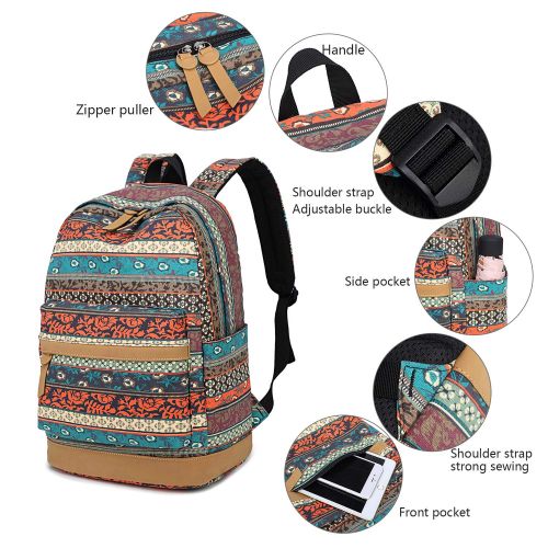  BTOOP School Backpacks for Girls Bookbags Bohemian Canvas Schoolbag Set Teens Womens Boys Kids Daypack