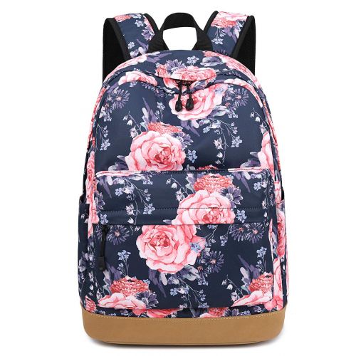  BTOOP School Backpack for Girls Bookbag With Insulation Lunch Bag and Pencil Case Women Travel Daypack Floral Black