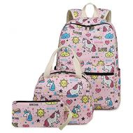 BTOOP Bookbag Girls School Backpack Unicorn Schoolbag with Insulated Lunch bag for Teens Kids Travel Daypack