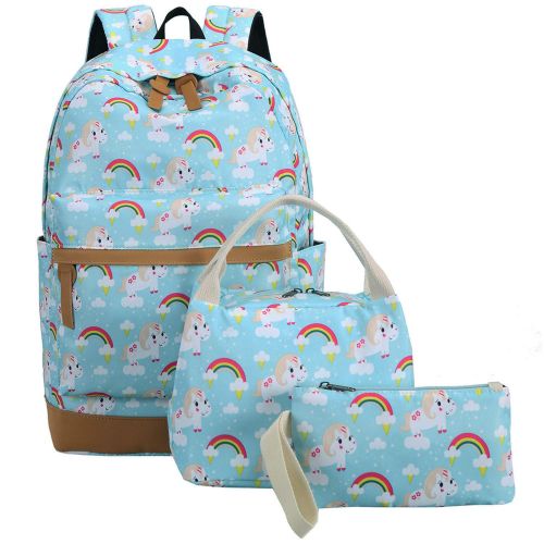  BTOOP Bookbag Girls School Backpack Unicorn Schoolbag with Insulated Lunch bag for Teens Kids Travel Daypack