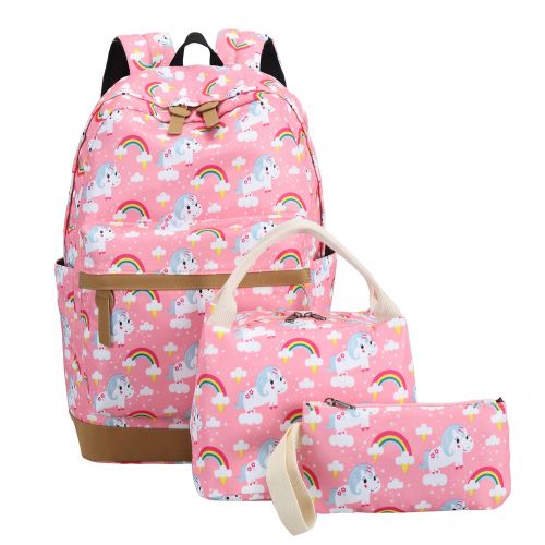  BTOOP Bookbag Girls School Backpack Unicorn Schoolbag with Insulated Lunch bag for Teens Kids Travel Daypack