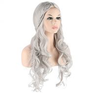 BTOOP Long wave curly hair cosplay Wigs for Game of Thrones Daenerys Targaryen khaleesi Long Wavy Wigs games halloween party Costumes Wigs (Silvery Grey)