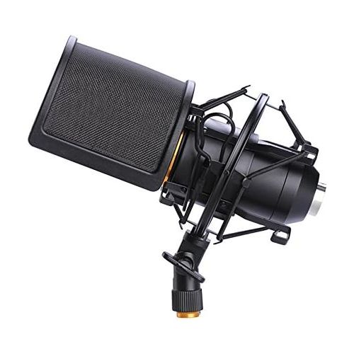  [아마존베스트]BTOOP Microphone Shock Mount with Pop Filter, Mic Anti-Vibration Suspension Shock Mount Holder Clip for Diameter 46mm-53mm Microphone