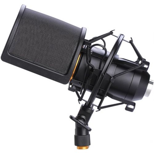  [아마존베스트]BTOOP Microphone Shock Mount with Pop Filter, Mic Anti-Vibration Suspension Shock Mount Holder Clip for Diameter 46mm-53mm Microphone