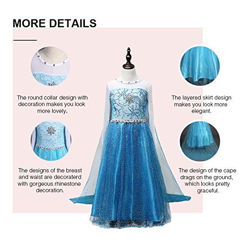  BTW.JP Snow Queen Elsa Princess Party Dress Costume 2 Colors Accessories Set