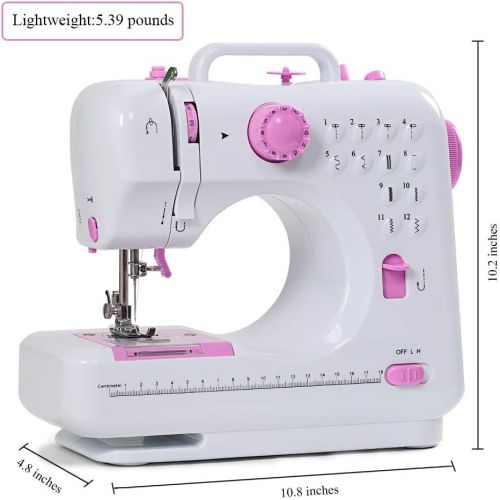  Neala Sewing Machine Mini Portable Electric Portable Household with Foot Pedal Overlock 12 Built-in Stitches for Amateurs Beginners Embroidery Pink Safety