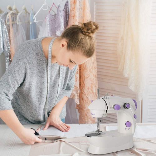  Neala Portable Sewing Machine Mini Adjustable Electric 2-Speed Double Thread Handheld Sewing Embroidery Machine for Beginner Kids Straight Sewing with Foot Pedal