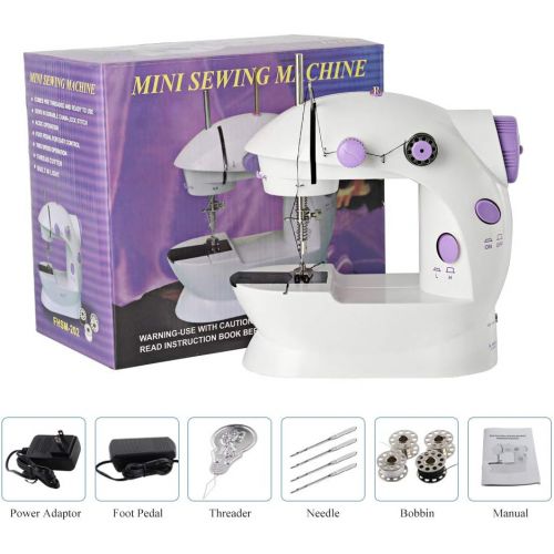  Neala Portable Sewing Machine Mini Adjustable Electric 2-Speed Double Thread Handheld Sewing Embroidery Machine for Beginner Kids Straight Sewing with Foot Pedal