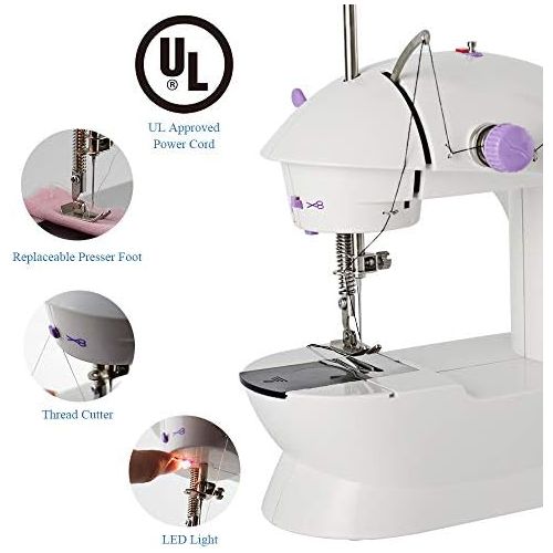  Neala Portable Sewing Machine Mini Adjustable Electric 2-Speed Double Thread Handheld Sewing Embroidery Machine for Beginner Kids Straight Sewing with Foot Pedal