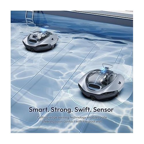  Bubot 300P Robotic Pool Cleaner - Cordless Pool Vacuum with Industry Leading Suction Power, Bluehole Tech, DirtLock Tech, Smart Sensor, Self-Parking for Above Ground Flat Pools Up to 850 Sq.ft