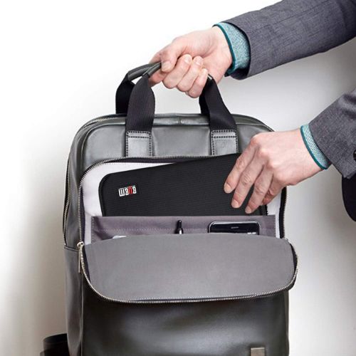  [아마존베스트]BUBM Double Layer Electronic Accessories Organizer, Travel Gadget Bag for Cables, USB Flash Drive, Plug and More, Perfect Size Fits for iPad Mini (Medium, Black)