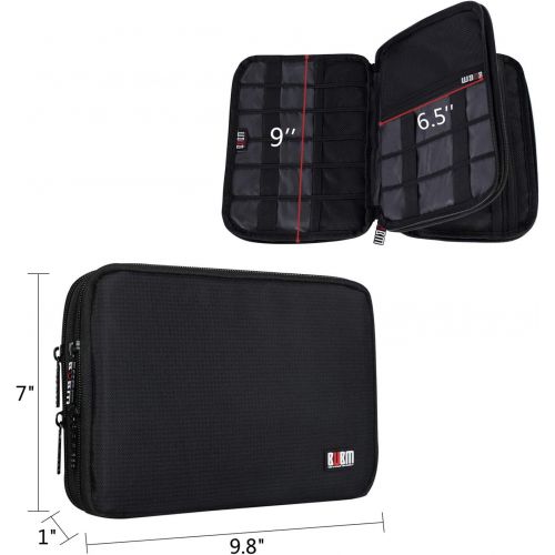  [아마존베스트]BUBM Double Layer Electronic Accessories Organizer, Travel Gadget Bag for Cables, USB Flash Drive, Plug and More, Perfect Size Fits for iPad Mini (Medium, Black)