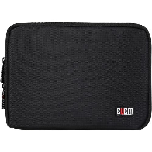  [아마존베스트]BUBM Double Layer Electronic Accessories Organizer, Travel Gadget Bag for Cables, USB Flash Drive, Plug and More, Perfect Size Fits for iPad Mini (Medium, Black)
