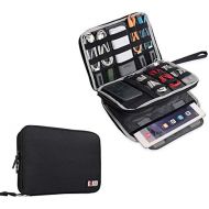 [아마존베스트]BUBM Double Layer Electronics Organizer/Travel Gadget Bag For Cables,Memory Cards,Flash Hard Drive and More,Fit For iPad Or Tablet(Up To 9.7)--Large, Black