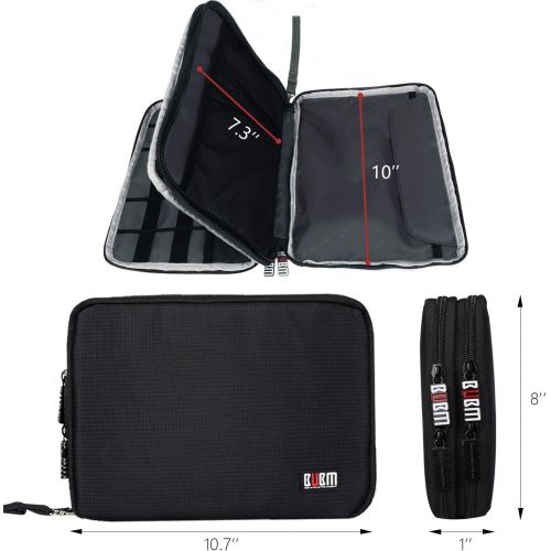  [아마존베스트]BUBM Double Layer Electronics Organizer/Travel Gadget Bag For Cables,Memory Cards,Flash Hard Drive and More,Fit For iPad Or Tablet(Up To 9.7)--Large, Black