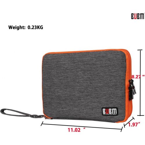  [아마존베스트]Travel Organizer, BUBM Universal Double Layer Travel Gear Organizer Storage Bag/Electronics Accessories Organizer/USB Cable Organizer Bag - Grey and Orange